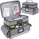 Zannaki Medizin Aufbewahrungstasche mit Kombinationsschloss, Doppelschicht Pille Flasche Organizer Tasche Leere, Medication Locking Box mit Zippers für Verschreibung, Vitamine, Ergänzungen oder medizinische Versorgung, Grau