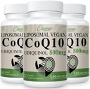 Liposomal CoQ10 800mg Ubiquinol Softgel, Max Absorption Ubiquinol Coenzym Q10, Ubiquinol CoQ10 Beilage für Antioxidans, Herzfunktion & Energieproduktion, Pure CoQ10 800mg, 180 Vegan Softgels