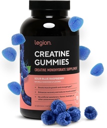 LEGION Creatine Monohydrat-Gummien – Saubere Chewable Creatine-Ergänzung für Stärke, Endurance & Muskel-Recovery – 30 Sour Blue Raspberry Flavor Servings – keine künstlichen Geschmacksrichtungen oder Süßungsmittel