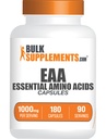BulkSupplements.com Essential Amino Acids Capsules (EAA) - Amino Acids Supplement - EAAs Aminosäuren - EAA Kapseln - 1000 mg Servieren - 90 Tage Versorgung (180 Gelatinekapseln)