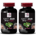 Haar-Revitalizer - GRAY HAIR REVERSE - Farb-Boost, Radiant Haare, Haarschatten-Revitalisierung, Haartransformation, Glossy Haar, Jugendliches Aussehen, Reiche Haarfarbe, Haar Glanz, Frische Haarfarbe 2Bot 120Caps