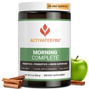 ACTIVATEDYOU Morning Complete Daily Wellness Greens Superfood Drink Mix für Gut Health w/Prebiotics, Probiotics, Antioxidantien, Green Superfoods, 10 Billion CFUs, 30 Servierungen (Apple Cinnamon)
