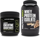 NutraBio Creatine Monohydrate, Unflavored, 150g und Whey Protein Isolate, Schokolade Peanut Butter, Supplement Bundle - Muskelenergie, Lean Muskelwachstum, Erholung und Stärke
