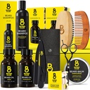 Das Beard Club Premium Bart Kit für Herren - Grooming & Care Kit - Cedar & Sandalwood Oil, Sandalwood Balm, Shampoo, Brush, Comb, Trimming Scissors, Straight Edge Razor - Geschenkset