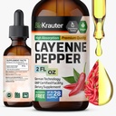 BIO KRAUTER® Cayenne Pfeffer Tropfen 684 mg - Pure Vegan Cayenne Pfeffer Ergänzungen 2 Fl.Oz 28 Tage Versorgung - Natürliches Capsaicin für Verdauungsunterstützung - Alkohol & Zuckerfrei, Non-GMO