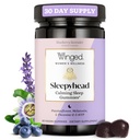 Winged Wellness Sleepyhead Natural Sleep Gummies für Damen - Prime Sleep Support Aid für Erwachsene mit 3mg Melatonin, L-Theanine, 5-HTP - Blueberry Lavender Flavored - 30 Servierungen