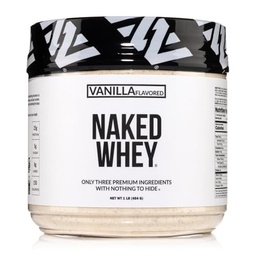 NAKED Vanille Whey Protein 1Lb, Nur 3 Zutaten, Alle natürlichen Gras Fed Whey Protein Pulver + Vanille + Kokoszucker-GMO-frei, Soja frei, Glutenfrei. Aid Muskelwachstum, 12 Servierungen