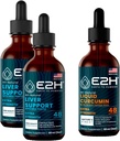E2H: Leberunterstützungs-Ergänzung (2 Pack - 4 Fl Oz) und flüssige Kurkuma (Single Bottle - 2 Fl Oz) | Vegan, Non-GMO - (6 Fl Oz Total) - Bundle