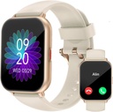 RUIMEN Smart Watches für Männer (Answer/Make Calls, 2 Bands Included), 1.8" Smartwatch für iOS/Android Phones, Fitness Tracker Heart Rate/Sleep Monitor Digital Watch Wasserdichte Milch Weiß