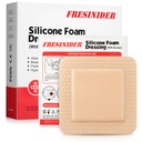 FRESINIDER Silikonschaum Dressing mit Kleber Bord – Wund Dressing Bandage – Silikonschaum Pad – Packung von 10 – 4 x 4 Zoll Große wasserdichte Bandagen – Selbstklebende Wund Pflege und Dressing