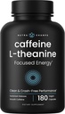 Koffein Pillen mit L-Theanin für fokussierte Energie, glatte & saubere Energie Ergänzung für Fokus & Performance, kein Crash, keine Jitter, 60 Vegan Energy Pills