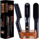 TAME Der Wilde Bart Pinsel und Bart Richter für Herren - Ionic Heated Comb mit 3 einstellbaren Temps - Holz Bart Comb für Grooming - Anti-Scald Safety - für alle Haartypen