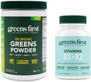 Greens First - Mint - 30 Portionen - Greens Powder Superfood, 49 Superfoods, 15+ Bio Obst & Gemüse, Dairy Free, Vegan & Non-GMO - 9.86 Unze und D3+K2 Vitamine, 60 Gemüsekapseln