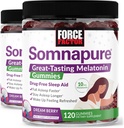 Force Factor Somnapure Gummies mit Melatonin, Drug-Free Sleep Support Supplement für Erwachsene mit okzifischer Schlaflosigkeit, Dream Berry Flavor, 120 Count (Pack von 2)