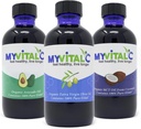 MyVitalC Combo of Organic Extra Virgin Olivenöl, MCT & Avocado Öl - ESS60 Antioxidante Ergänzung - für Anti-Aging, Langlebigkeit, Schlaf, Energie - Paket von 3