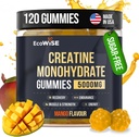 EcoWise Wellness Creatine Monohydrate Gummie 5000 mg, Mango Flavor, 120 Sugar-Free Vegan Chews, Creatine Supplement für Daily Routine