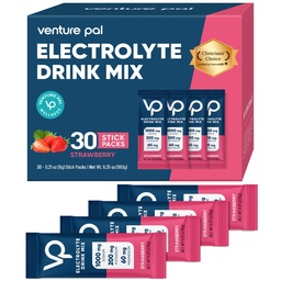 Venture Pal High Sodium Sugar Free Electrolytes Powder Packet - Hydration Packets mit Vitamin, Natrium & Kalium | Zero Calories | Vegan, Keto & Paleo Friendly Electrolyte Drink Mix - 30 Sticks