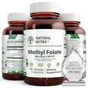 Natural Nutra Active Methyl Folate Supplement mit Quatre Folic, Unterstützung Herz und Körper Gesundheit, hilft Gehirn Gesundheit, Verbesserung positive Vibes, Hilfe reduzieren Knochen-Tired, B9, 90 Vegan Tabletten (Pack von 2)