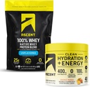 100% Whey Protein Pulver, entflammt 2 lb & Hydration + Energie Elektrolyte, Orange Mango 40 Servierungen
