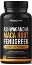 Natgrown Ashwagandha Maca Root Fenugreek Extrakt Kapseln Ergänzung für Männer und Frauen - Vegan Pillen - (120 Count)