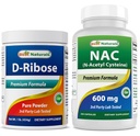 Best Naturals D-Ribose Pulver 1 Pfund & NAC 600 mg