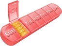 Wöchentliche Pille Organizer 1 Mal am Tag, Reise Pille Box 7 Tage Extra große Komponenten Vitamin Halter, Tägliche Pille Container 7day XL Medizinspender für Fischöl Fall (Rot)