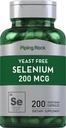Piping Rock Yeast Free Selenium 200mcg | 200 Kapseln | Vegetarische Ergänzung | Non-GMO, Gluten Kostenlose Formel