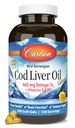 Carlson - Cod Liver Oil, 460 mg Omega-3s + Vitamine A & D3, Wild-Caught Norwegian Arctic Cod-Liver Oil, Sustainable Sourced Nordic Fish Oil Kapseln, Lemon, 300 Softgels