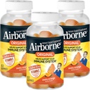 Airborne 750mg Vitamin C Immununterstützungsergänzung für Erwachsene, Zesty Orange Flavor, Glutenfreie Crafted Blend mit leistungsstarken Antioxidantien Vitamine A C & E, 63 Gummi (3 Pack)
