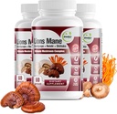 GreeNatr Complete Mushroom Supplement -10 in 1 Komplex mit Lions Mane, Cordyceps, Shiitake, Chaga, Türkei-Tail für Immununterstützung, Memory, Focus & Natural Energy Booster - 180 Kapseln (3 Flaschen)