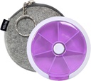 Pill Cases Wöchentlich INVODA Pill Organizer 7 Tage 3 Mal Medizin Pill Dispenser Push Button Drehen Pill Planner mit 7 Komponenten (Purple+Bag)