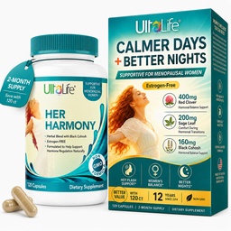 UltaLife Ihre Harmony Menopause Ergänzungen für Frauen - Hot Flashes Menopause Relief & Hormon Balance für Frauen - Enthält Black Cohosh, Dong Quai, Red Clover & More - Estrogen Free - 120 Kapseln