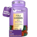Herbtonics Foli Biotin Gummis mit Haar Vitamine | Haarwachstumsergänzung für Frauen & Männer | Haar, Haut und Nägel Vitamine Zuckerfreie Gummi für Frauen | 60 Graf