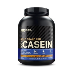 Optimum Nutrition Or Standard 100 % de poudre de protéines de caséine micellaire, Digestion lente, vous aide à garder plein, récupération musculaire nuitée, beurre d'arachide au chocolat, 4 livres (paquetage mai Vary)