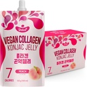 Vegan Collagen Konjac Jelly (Peach Flavor) 120g x 10 Packs – Low-Calorie Fruit Gel Snack, Glutenfrei, Pflanzenbasiert, 7 kcal pro Pouch