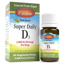 Carlson - Plant-Based Super Daily D3 2000 IU (50 mcg) pro Tropfen, Vegetarisches Vitamin D Tropfen, Flüssiges Vitamin D3, von Algae, Unflavored, 90 Tropfen (2.54 mL)