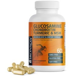 Bronson Glucosamin Chondroitin Kurkuma & MSM Advanced Joint & Cartilage Formula, unterstützt gesunde Gelenke, Mobilität & Knorpel - Nicht-GVO, 60 Kapseln