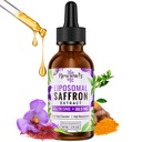 Saffron Supplements - 88.5 mg Saffron Extract Bessere Bioverfügbarkeit Liposomal Tropfen für Stimmung, Energie, Vision & Focus mit Ashwagandha, Turmeric, Magnesium, Zink, Vitamin B12 & D3, 60 ml, 30 Portionen