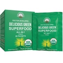 Peak Performance Organic Greens Superfood Pulver Single Serve Travel Packets. Beste Verkostung Bio Green Juice Super Food mit 25+ Alle natürlichen Zutaten für Max Energy. (20 Pack)