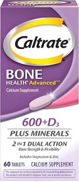 Beruhigen Sie 600+D3 Plus Mineralstoffe Kalzium und Vitamin D Supplement Tabletten, Knochengesundheit und Mineralergänzung für Erwachsene - 60 Zähler