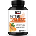 FORCE FACTOR Bessere Kurkuma Curcumin 1600mg mit schwarzem Pfeffer & Ginger, klinische Stärke Gelenkunterstützungsergänzung, Superior Absorption, 120 Tabletten
