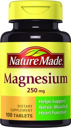 Natur Made Magnesium 250mg, 100 Tabletten (Pack mit 6)