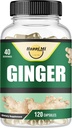 Ginger Root Capsules Made with Organic Ginger Root Powder 2500mg per Serving, 120 Vegetable Capsule 40 Servings