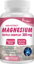 Triple Magnesium Complex Supplement, 300mg Magnesium (Glycinate, Malate & Citrate) Komplex für Muskeln, Nerven, Knochen & Energie | Vegan, Non-GMO | 60 Kapseln