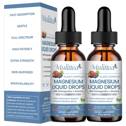 Magnesium Glycinate Flüssigkeitstropfen - Dreifache Absorptionsergänzung zur Unterstützung von Nerven, Nacht, Herz, Muskeln Stoffwechsel * -Zucker-frei mit Kalium, L-Theanin, Sea Moss Vitamin B,C,D3, K2-2