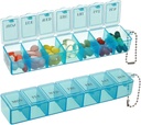 2 Pack Wöchentliche Pille Organizer, Große 7 Tage Pille Box, Tägliche Vitamin Case Medicine Box,Pill Container für Medizin ergänzt Fischöl (blau)