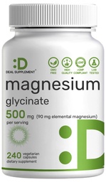 Magnesium Glycinate 500mg, 240 Veggie Kapseln | 100% Chelat für einfache Absorption | Essential Mineral Supplement für Muskel-, Schlaf- und Herzgesundheit*