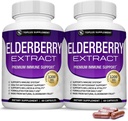Bio Elderberry Kapseln mit Sambucus Extract - Pure Elderberry Fruit for Immune Support, Hautgesundheit & Leistungsstarke Antioxidantien, Boost Immunität für Männer & Frauen, 60 Veggie Kapseln, Non-GMO & No Sugar