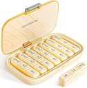 Organizzatore di pillole, Dispenser settimanali di pillole di umidità-proof, 3 volte al giorno, 7 giorni scatola di pillole, grande contenitore di pillole di viaggio, caso di medicina per le pillole di vitamine dell'olio di pesce (large Cream White)