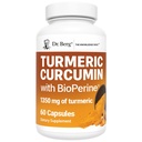 Dr. Berg (nur 2 pro Tag) Kurkuma-Ergänzung mit schwarzem Pfeffer (BioPerine) - 1350 mg Kurkuma-Ergänzung mit 95% Curcuminoiden – Kurkuma mit schwarzem Pfeffer – 60 Kurkumakapseln